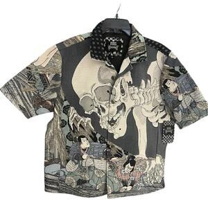 Rebel Vengeance Men's XL Japanese Ukiyo-e Skeleton Tapestry Jacket